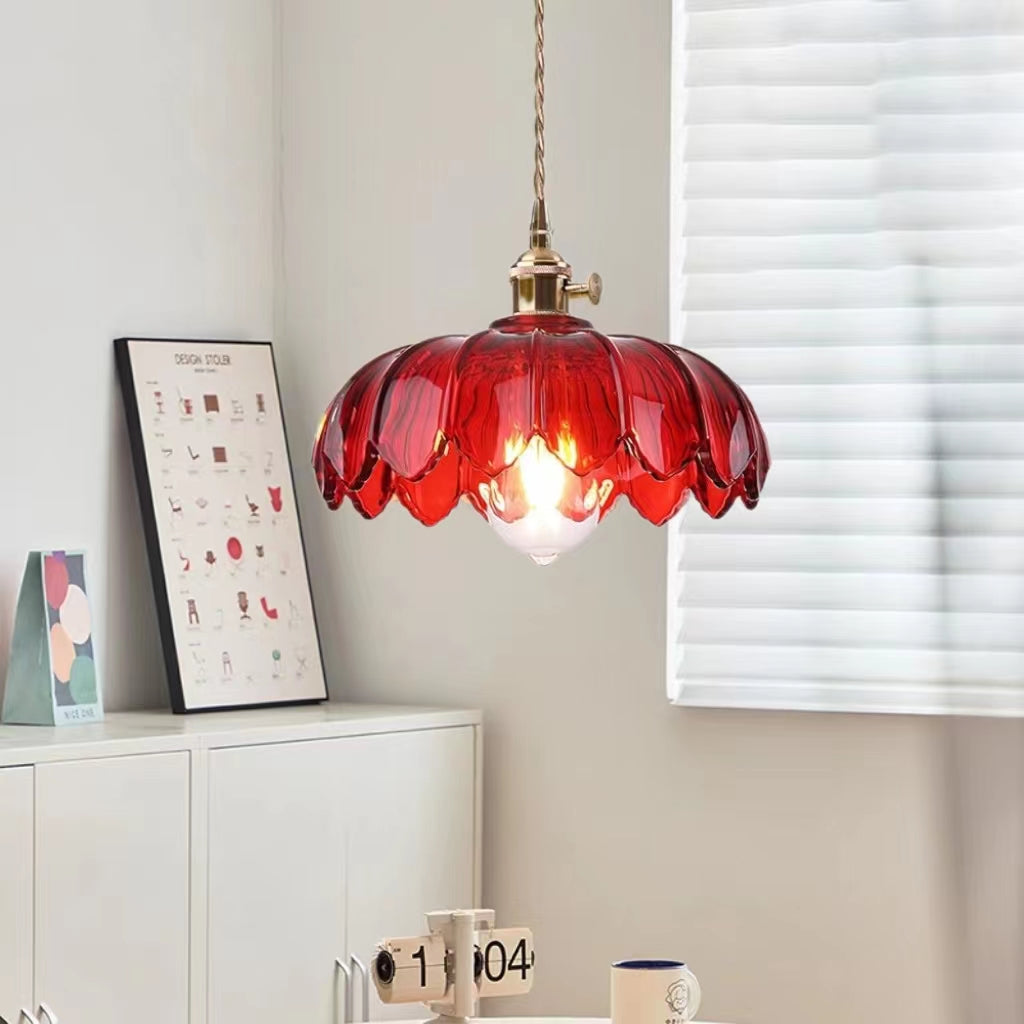 Vintage Lotus Glass Pendant Light