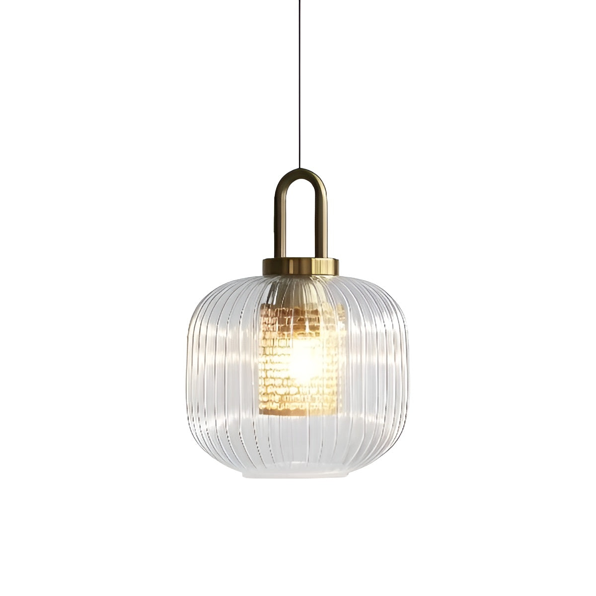 Vintage Ribbed Clear Glass Pendant Light