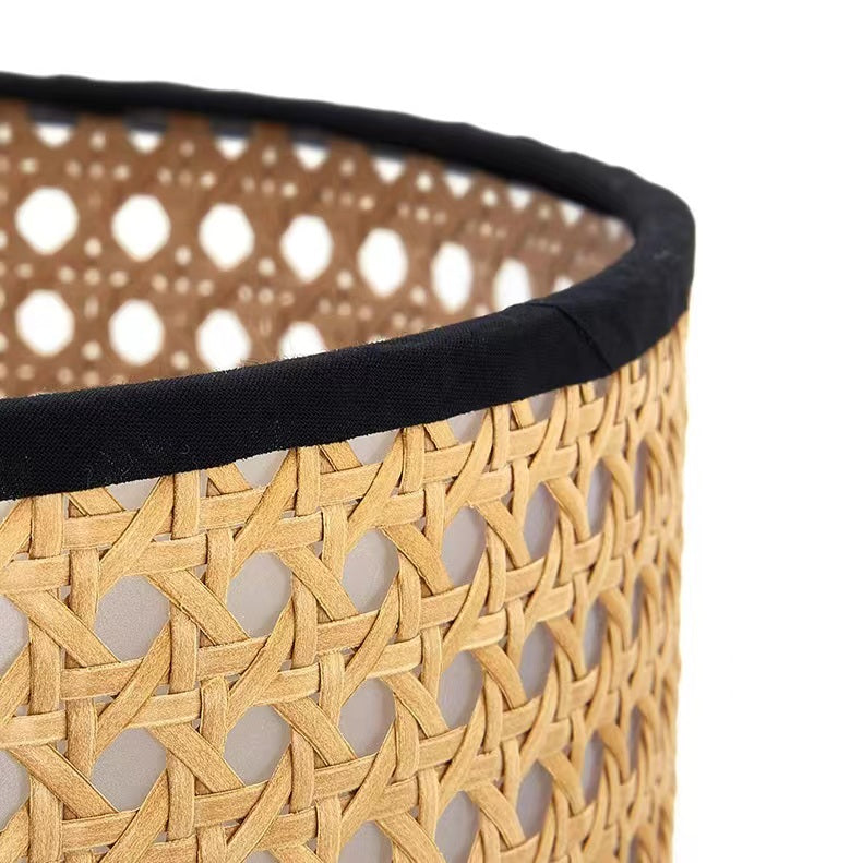 Vintage Style Rattan Black Table Lamp