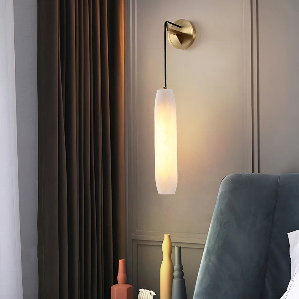 Alabaster Flute Nordic Brass Luxury Wall Light