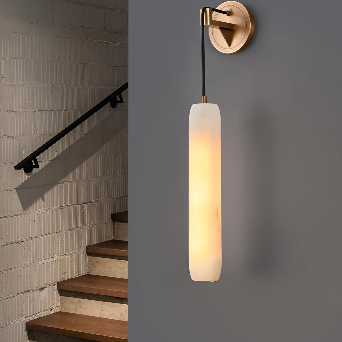 Alabaster Flute Nordic Brass Luxury Wall Lamp