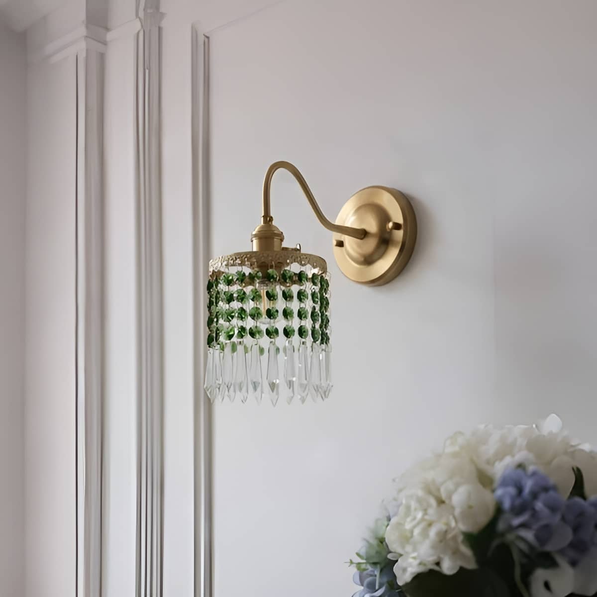 Antique Brass Fringe Crystal Wall Light for Living Room