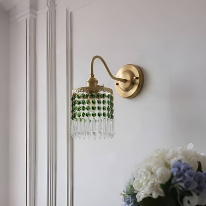 Antique Brass Fringe Crystal Wall Light for Living Room
