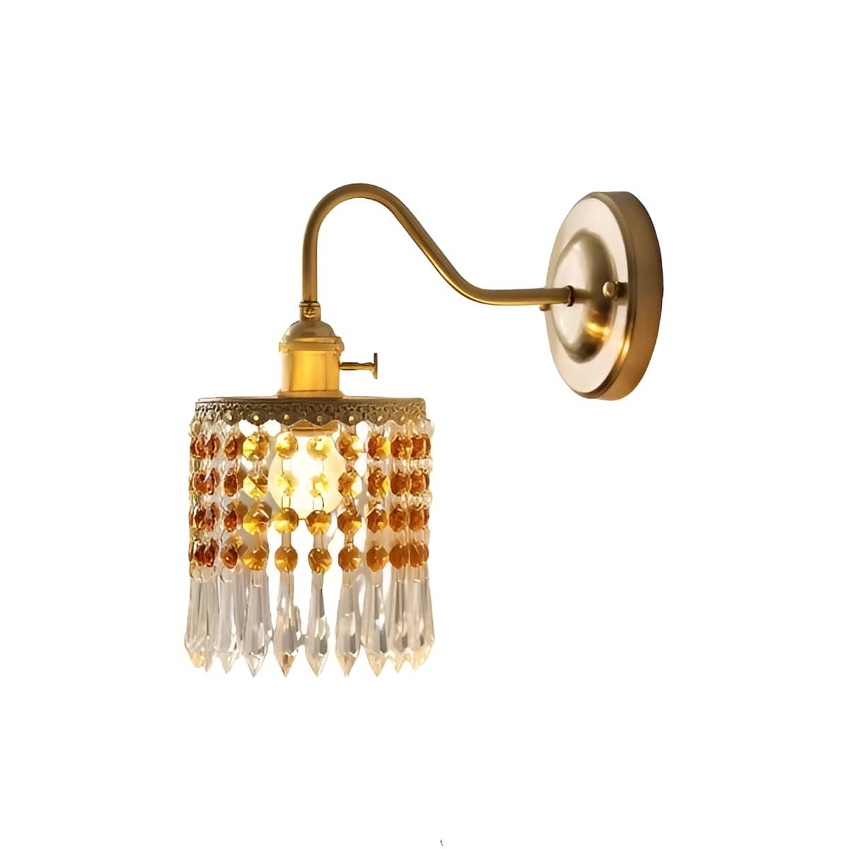 Antique Brass Fringe Crystal Wall Light for Living Room