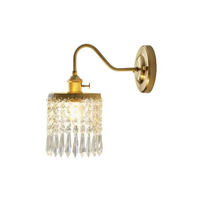 Antique Brass Fringe Crystal Wall Light for Living Room