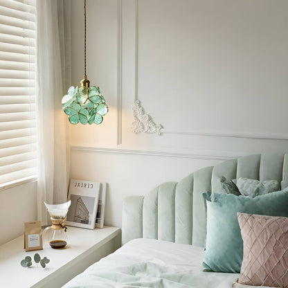 Art Nouveau Flower Glass Hanging Lamp for Bedroom
