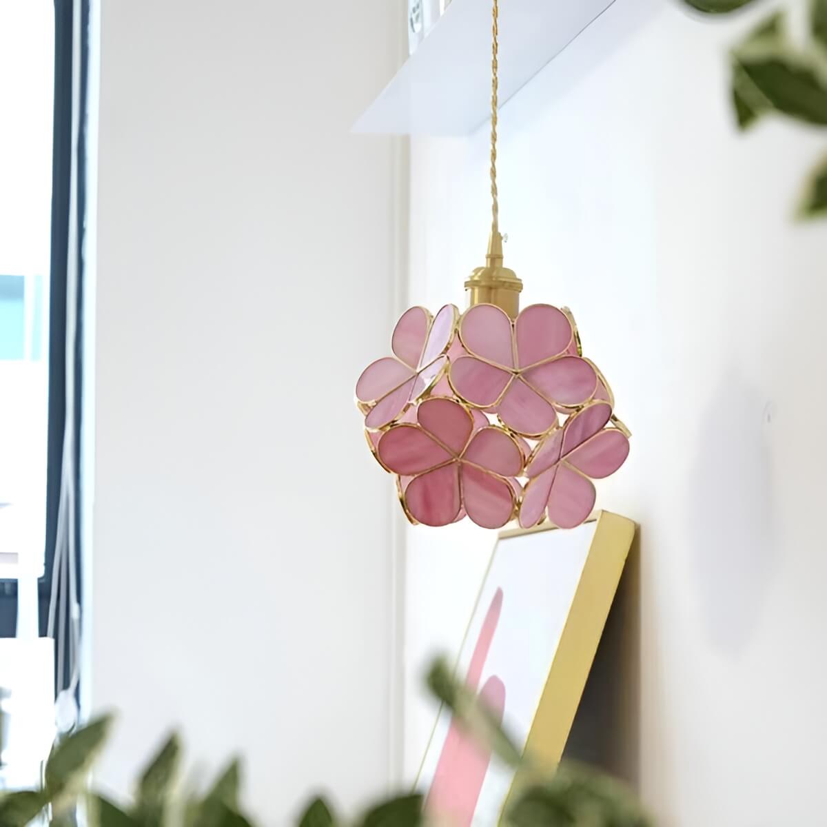 hanging lamp with plants Art Nouveau Flower Glass Hanging Lamp for Bedroom – Shine Life Lighting