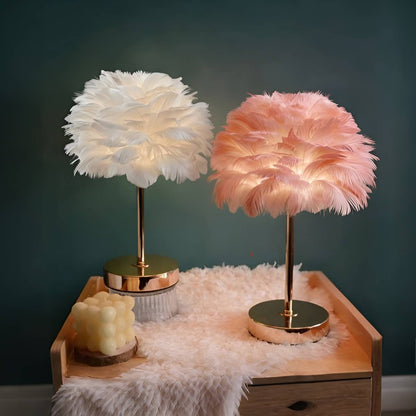 Art Nouveau Romantic Feather Bedside Lamp