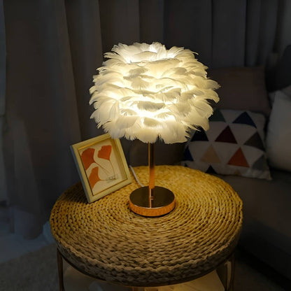 Art Nouveau Romantic Feather Bedside Lamp