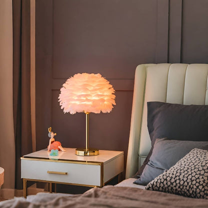 Art Nouveau Romantic Feather Bedside Lamp