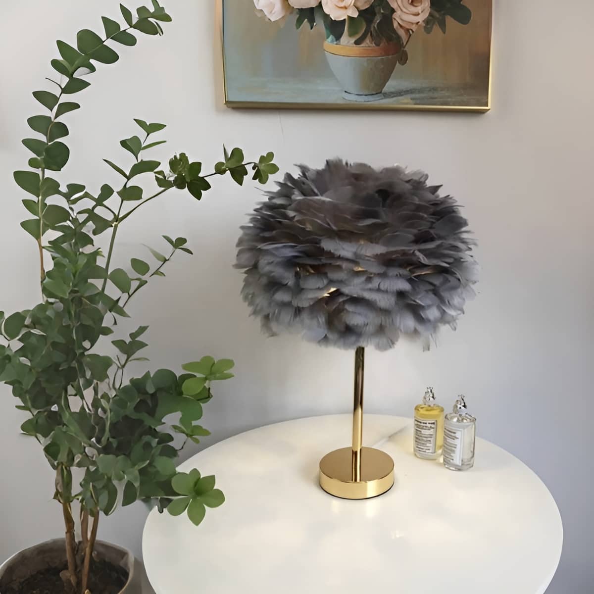 Art Nouveau Romantic Feather Bedside Lamp