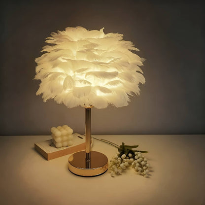 Art Nouveau Romantic Feather Bedside Lamp