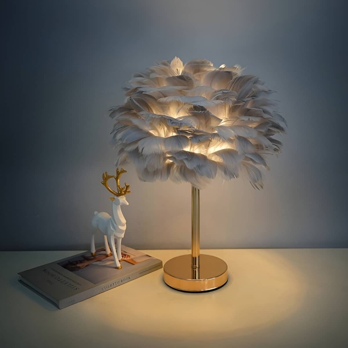 Art Nouveau Romantic Feather Bedside Lamp