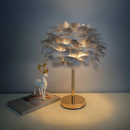 Art Nouveau Romantic Feather Bedside Lamp