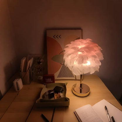Art Nouveau Romantic Feather Bedside Lamp