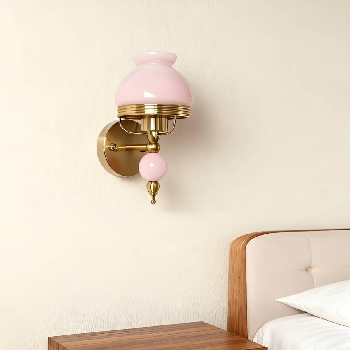 Art Deco Antique Gold Wall Light with Glass Shade