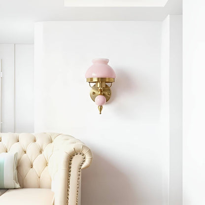 Art Deco Antique Gold Wall Light with Glass Shade