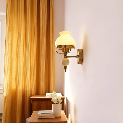 Art Deco Antique Gold Wall Light with Glass Shade