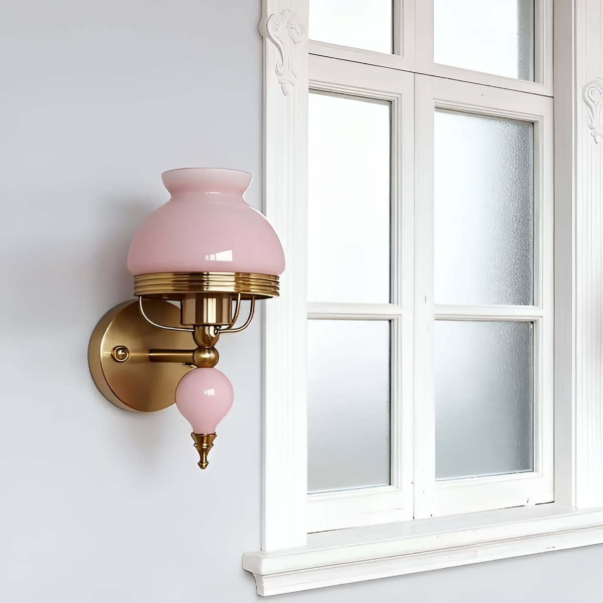 Art Deco Antique Gold Wall Light with Glass Shade