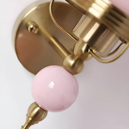 Art Deco Antique Gold Wall Light with Glass Shade