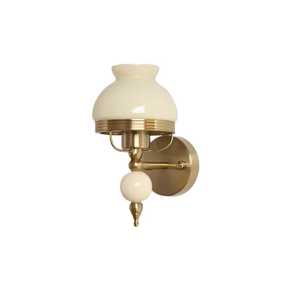 Art Deco Antique Gold Wall Light with Glass Shade