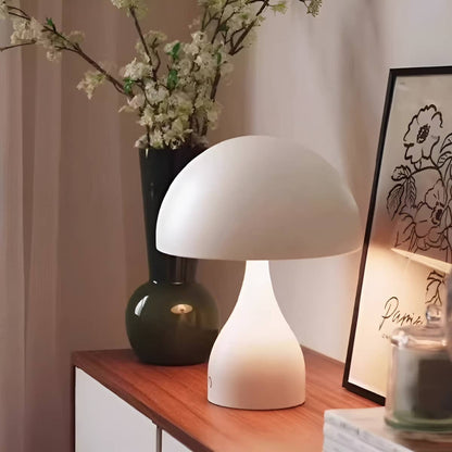 Art Deco Tischlampe aus Metall in Pilzform wiederaufladbar