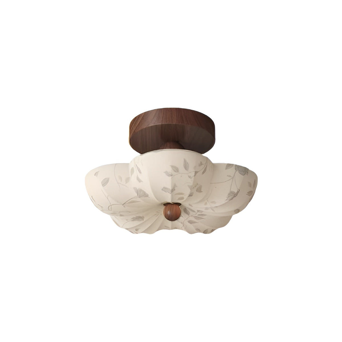 Art Nouveau Decorative Flower Ceiling Lamp with Fabric Shade