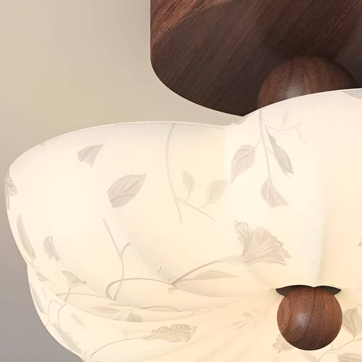 Art Nouveau Decorative Flower Ceiling Lamp with Fabric Shade