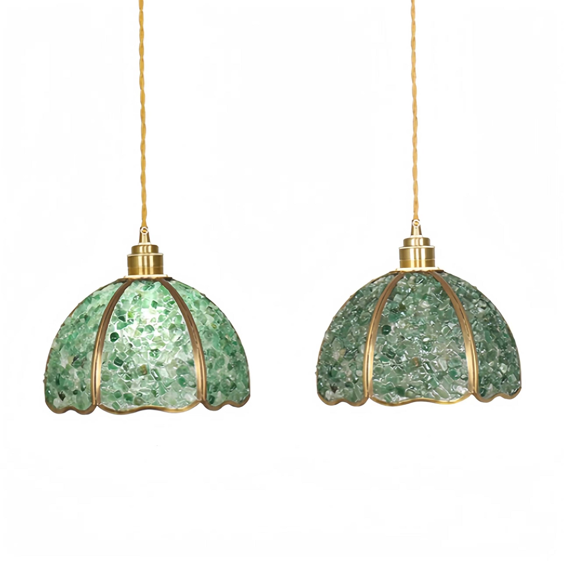 Art Nouveau Scallop Copper Crystal Pendant Light