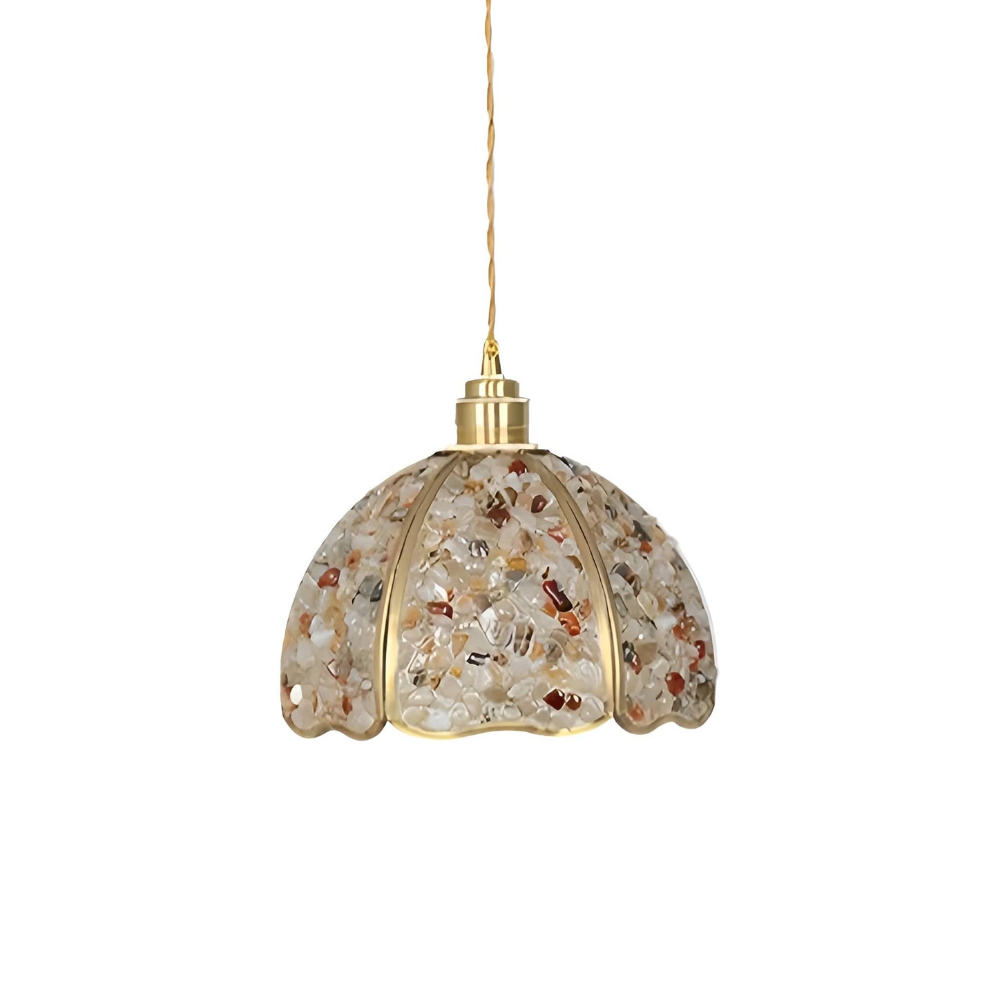 Art Nouveau Scallop Copper Crystal Pendant Light