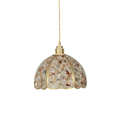 Art Nouveau Scallop Copper Crystal Pendant Light