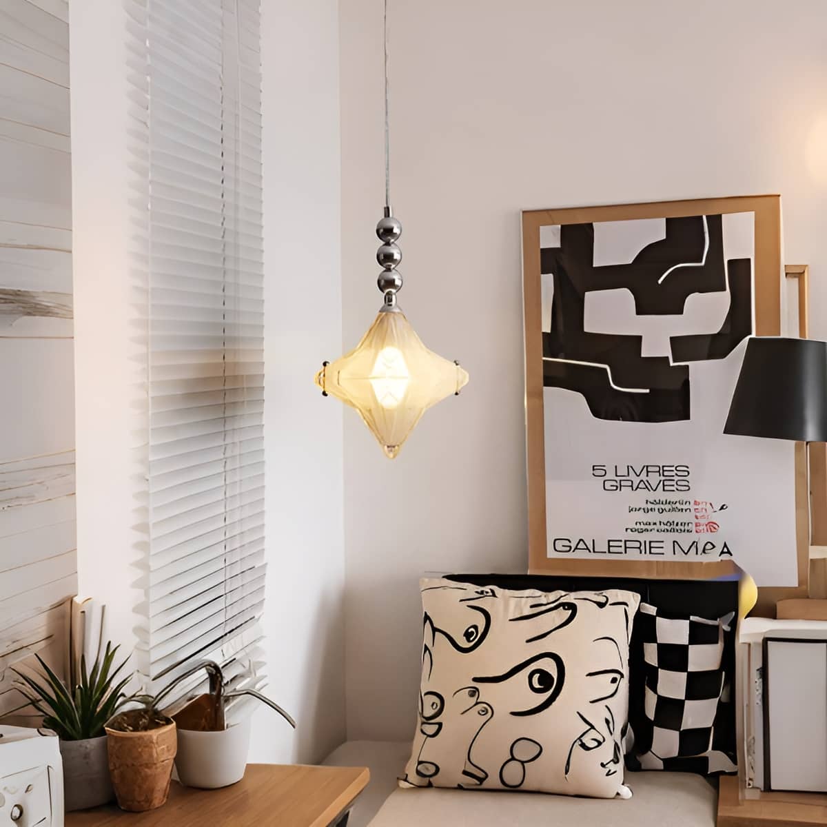 Bauhaus Decorative White Glass Star Pendant light