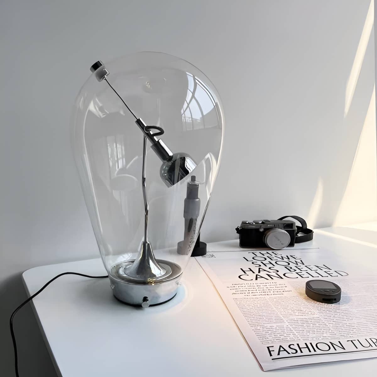 Bauhaus Industrial LED Silver Table Lamp with Swing Arm