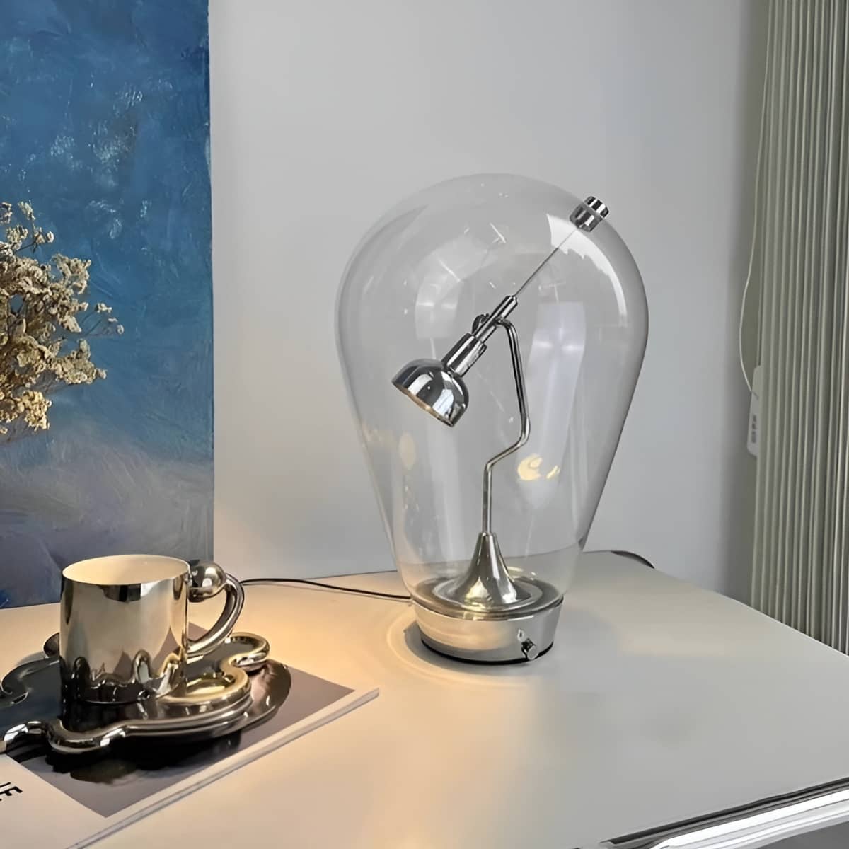 Bauhaus Industrial LED Silver Table Lamp with Swing Arm