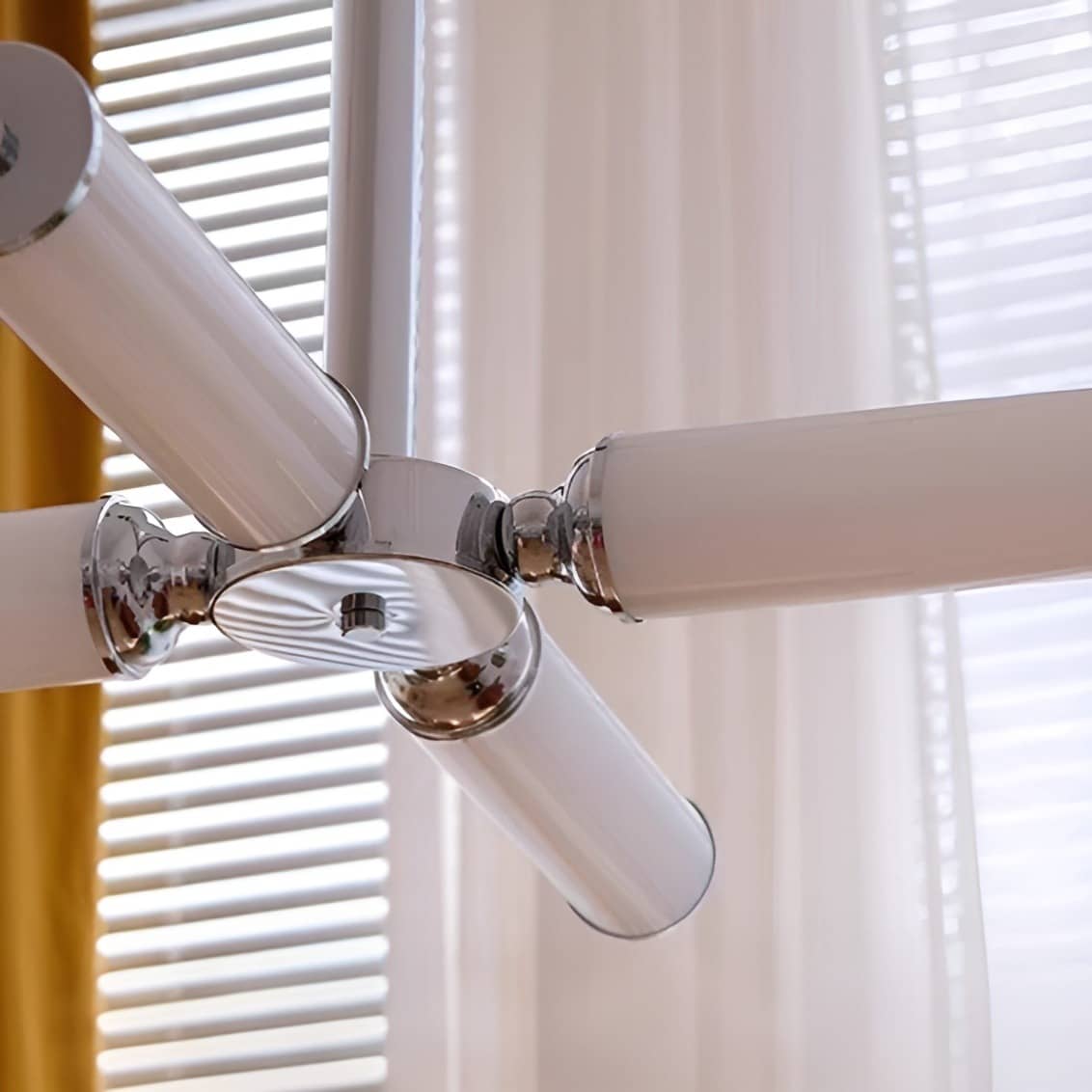 Bauhaus Industrial White Cylinder and Silver Chandelier