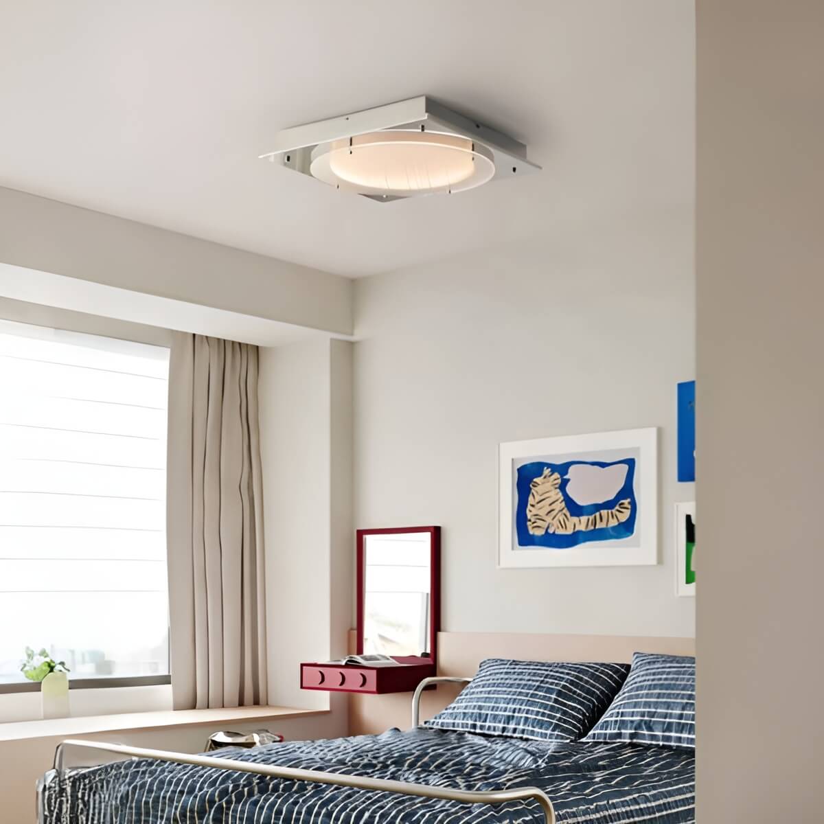 Bauhaus Industrial Metal and Acrylic LED Square Ceiling Light
