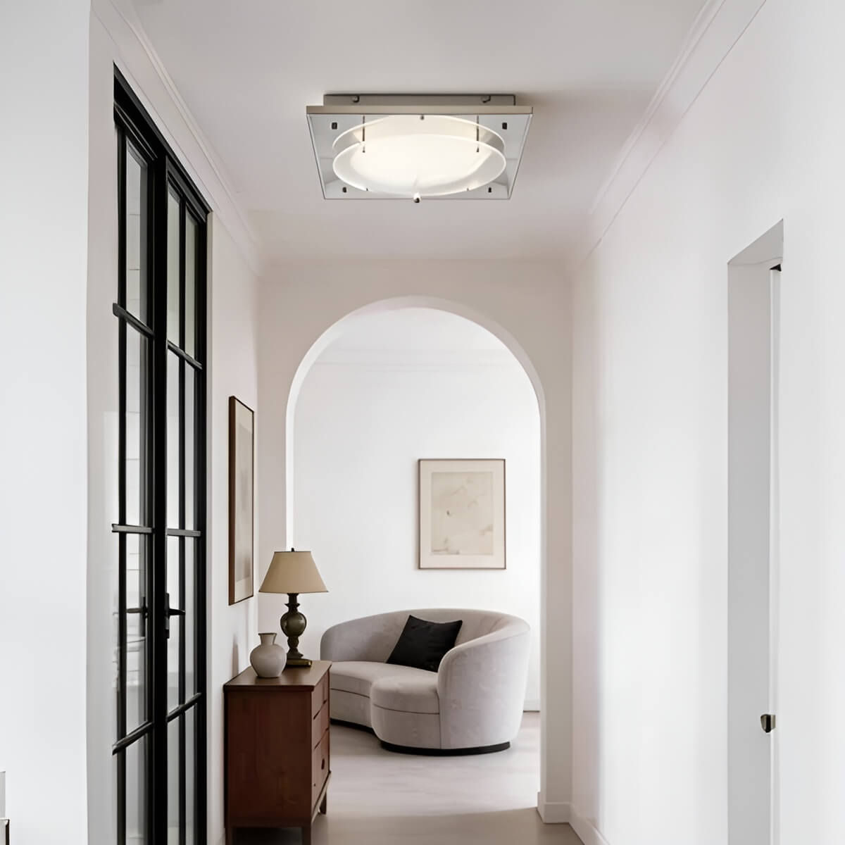 Bauhaus Industrial Metal and Acrylic LED Square Ceiling Light
