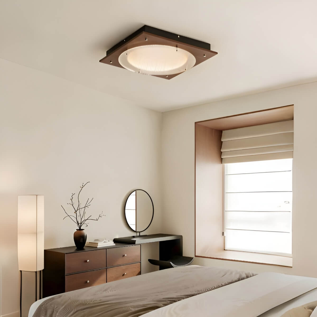Bauhaus Industrial Metal and Acrylic LED Square Ceiling Light