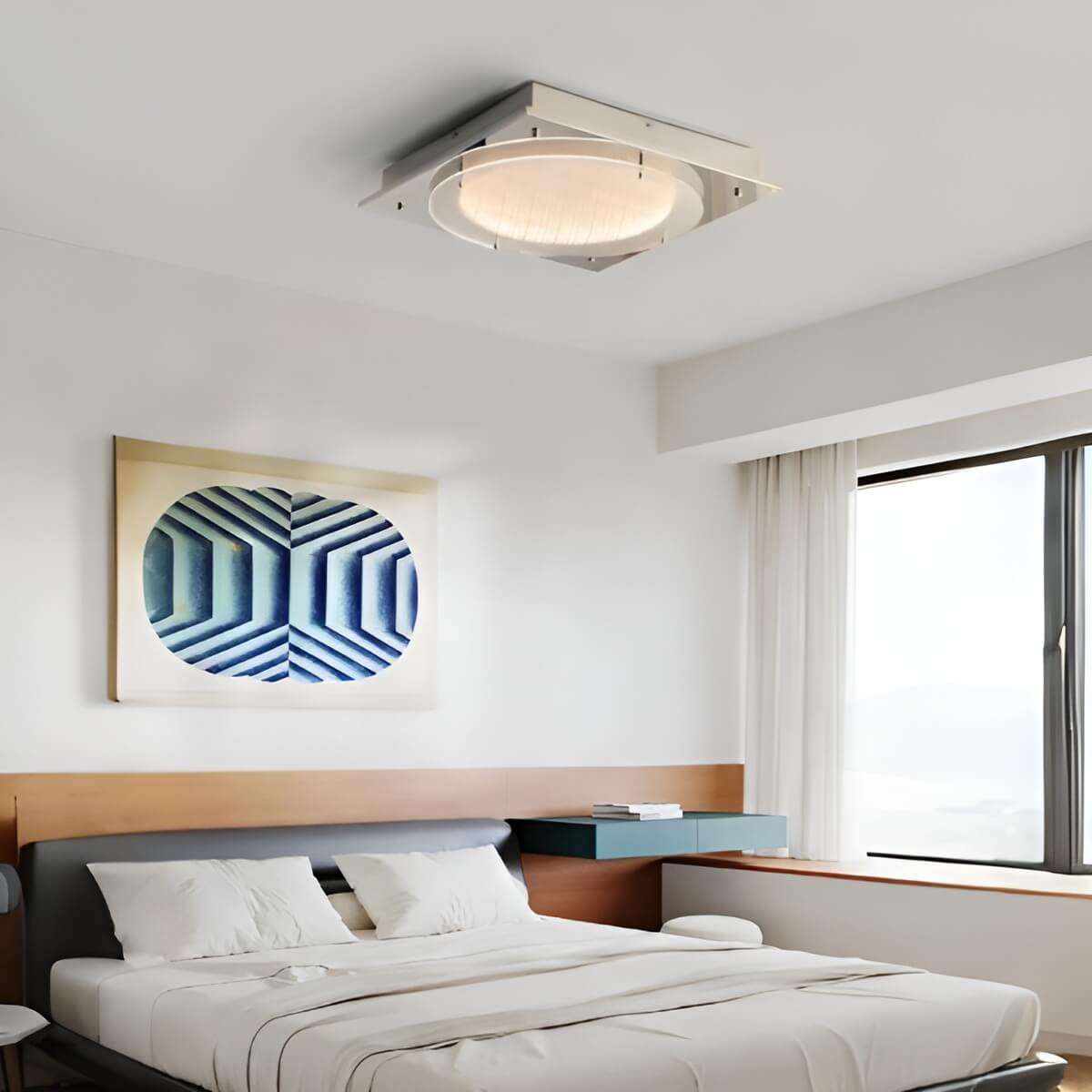 Bauhaus Industrial Metal and Acrylic LED Square Ceiling Light