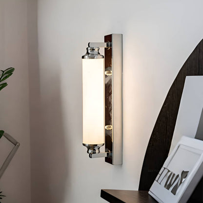 Bauhaus Industrial Minimalist White and Chrome Wall Light