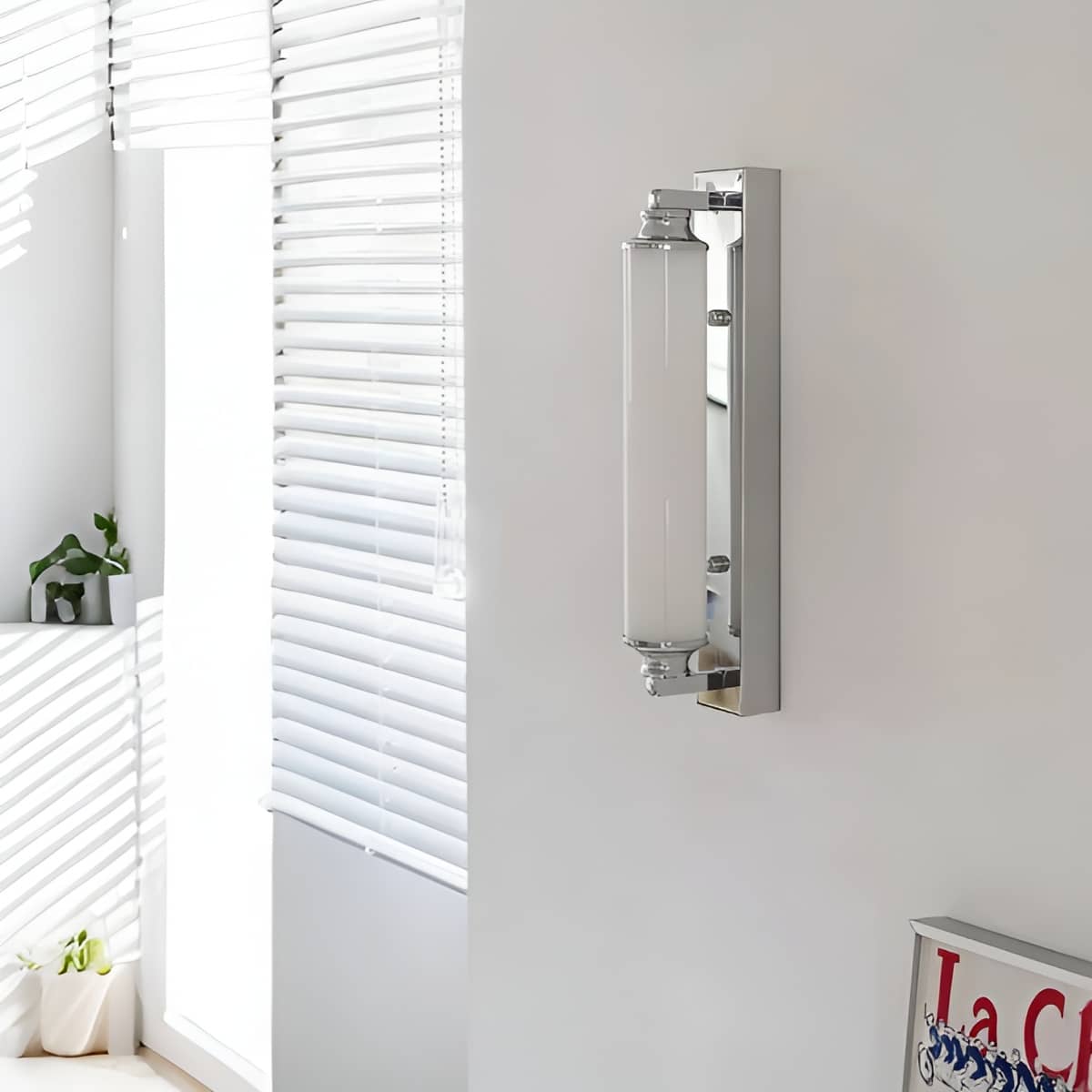 Bauhaus Industrial Minimalist White and Chrome Wall Light