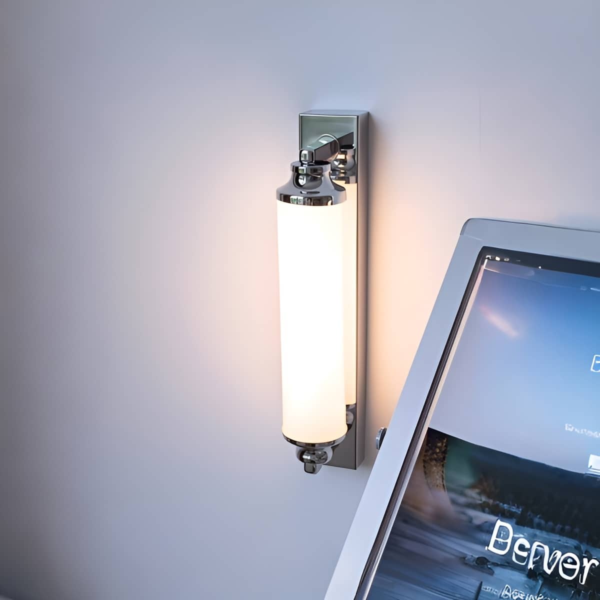 Bauhaus Industrial Minimalist White and Chrome Wall Light