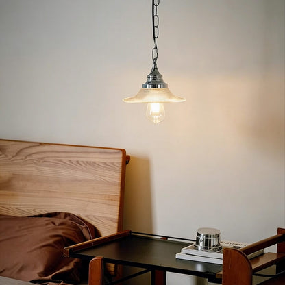 Bauhaus Inspired Industrial Glass Pendant Light with Chain