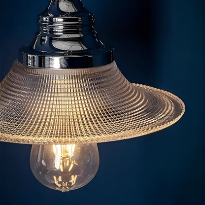 Bauhaus Inspired Industrial Glass Pendant Light with Chain