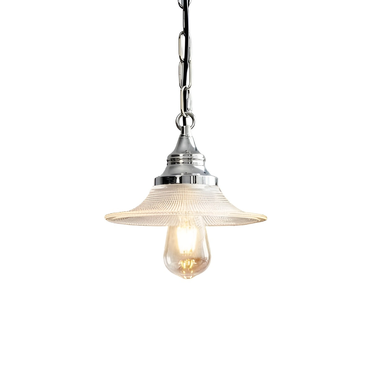 Bauhaus Inspired Industrial Glass Pendant Light with Chain