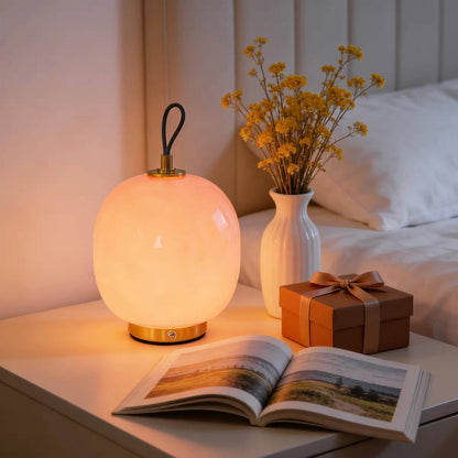 Bauhaus Inspired Modern Glass Rechargeable Table Lamp for Living Room