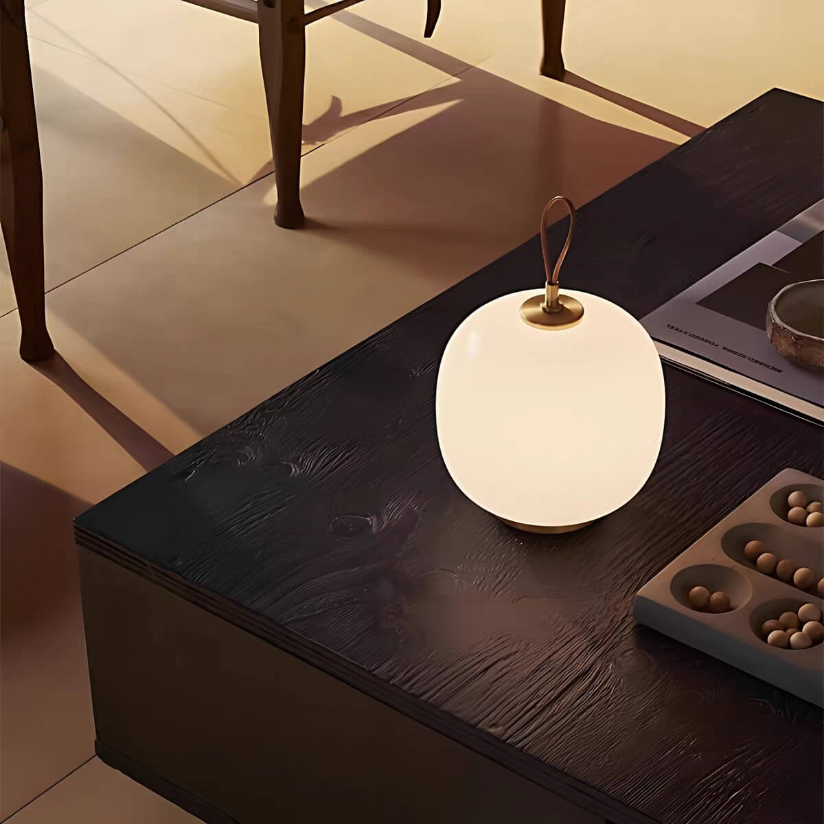 Bauhaus Inspired Modern Glass Rechargeable Table Lamp for Living Room