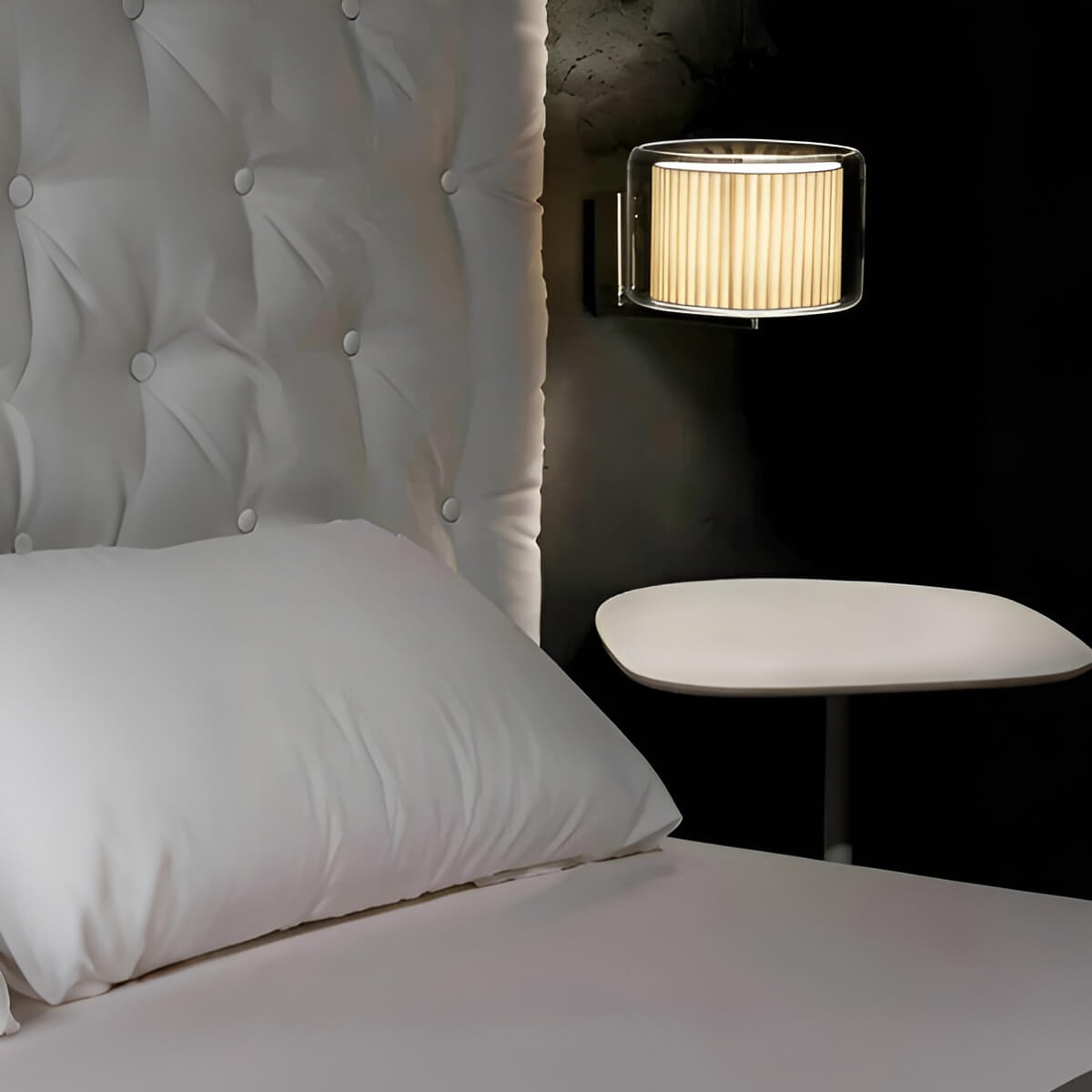 Bauhaus Modern Double Shade Glass and Fabric Wall Sconce