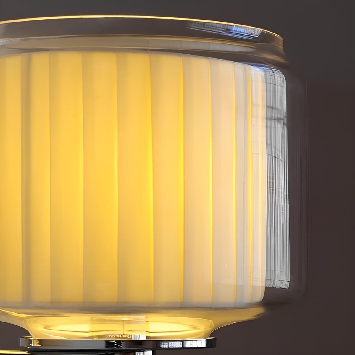 Bauhaus Modern Double Shade Glass and Fabric Wall Sconce