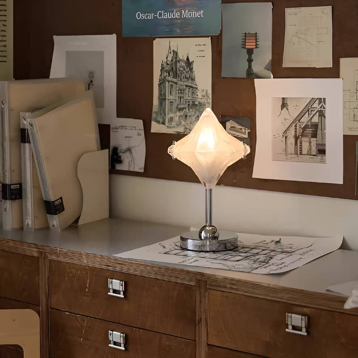 Bauhaus Portable Star Shaped White Glass Table Lamp